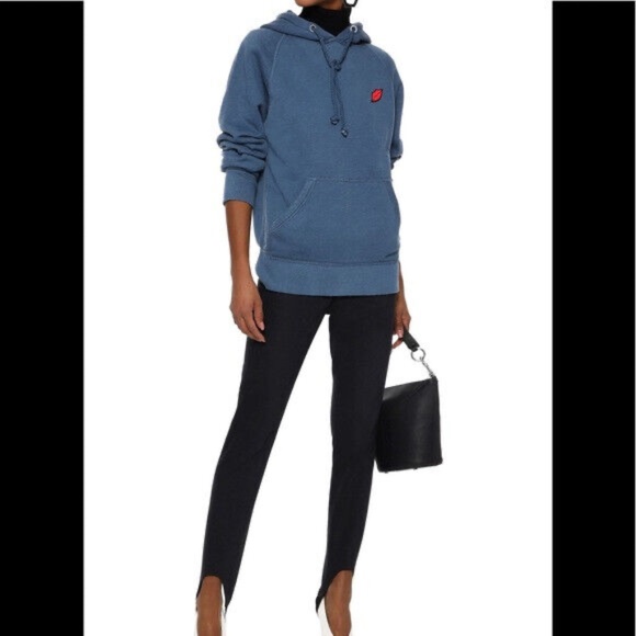 Rag & Bone Women's Garment Dyed Racer Hoodie Washed Navy Cotton Size S NWT - Picture 2 of 8